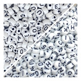 Entremeio Miçanga Letra Alfabeto Vogais 720 Peças Brinde Cor Branco C Preto Artesanato Bijuteria Presente