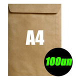Envelope A4 Pardo Kraft Natural 24x34cm 100 Unidades 90gr