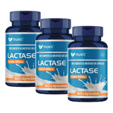 Enzima Lactase Natural 400mg 60 Cápsulas 3 Potes Sabor Sem Sabor
