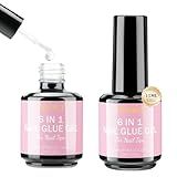 Eodci Cola Para Unhas Em Gel 6 Em 1 2 Peças De 15 Ml Para Unhas Postiças Base Em Gel Strass Lâmpada Led Uv Florescente Necessária Pincel Super Forte Em Cola De Gel Para Unhas Adesivo Forte Para