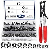 Eoppen Kit Sortido De Braçadeiras De Mangueira De Mola De 100 A 21 Mm Com Alicate De Mangueira De Combustível De Banda Plana Giratória 5 Tamanhos De Mangueira De Vácuo De Silicone De Linha De