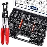 Eoppen Kit Sortido De Braçadeiras De Mangueira De Mola De 6 A 38 Mm Com Alicate Giratório De Braçadeira De Mangueira De Combustível De Banda Plana 23 Tamanhos De Mangueira De Vácuo De Silicone De