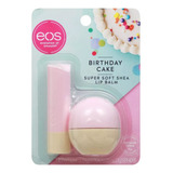 Eos Kit Com 2 Hidratantes Labial Birthday Cake Lip Balm 11g