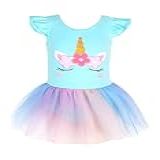 EQSJIU Collant De Balé De Unicórnio Com Tutu Para Meninas E Crianças Vestido De Saia De Algodão E Tule Unicórnio Azul 7 8 Anos