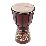 ERYUE 6in Djembe Africano Tambor De Madeira Maciça Esculpida à Mão Instrumento Musical Tradicional Africano
