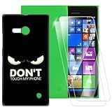 ESACMOT Capa Padrão Don T Touch Compatível Com Nokia Lumia 730 Dual SIM Pacote Com 2 Protetor De Tela De Vidro Temperado Capa à Prova De Choque Para Nokia Lumia 730 Dual SIM 4 7 Polegadas 