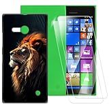 ESACMOT Capa Padrão Leão Compatível Com Nokia Lumia 730 Dual SIM 2 Unidades Protetor De Tela De Vidro Temperado Capa à Prova De Choque Para Nokia Lumia 730 Dual SIM 4 7 Polegadas 