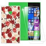 ESACMOT Capa Padrão Rosa Compatível Com Nokia Lumia 730 Dual SIM 2 Unidades Protetor De Tela De Vidro Temperado Capa à Prova De Choque Para Nokia Lumia 730 Dual SIM 4 7 Polegadas 