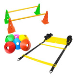 Escada Agilidade 10 Pratos Kit Cone Obstáculo P Treino