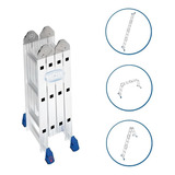 Escada Aluminio Articulada 4x3 Multifuncional Cavalete Cor Cinza