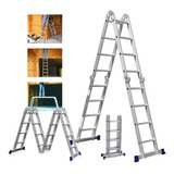 Escada De Aluminio 16 Degraus Articulada 4x4 Plataforma Mor