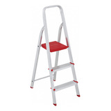 Escada De Alumínio Tesoura 3 Degraus Botafogo Lar Lazer Esc0062 Vermelho