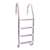 Escada De Piscina Fibra Alvenaria Inox 4 Degraus Completa