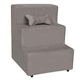 Escada Escadinha Para Pet 3 Degraus Gato E Cachorro Ideal Para Sofá E Cama Espumada Resistente Luxo -com Osso Incluso- Suporta Até 60Kg -Cinza- - Jrc Moveis