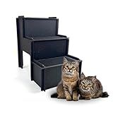 Escada Escadinha Preta Em Mdf 4mm 3 Degraus Para Cães E Gatos
