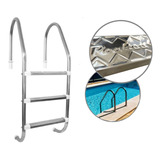 Escada Inox P Piscina 3 Degraus Em Inox Texturizado