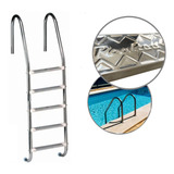 Escada Inox P Piscina 5 Degraus Em Inox Texturizado