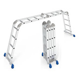 Escada Multifuncional Aluminio 4x4 Andaime 16 Degraus Mor Cor Cinza