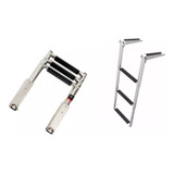 Escada Náutica Retratli Aço Inox 3 Degraus Lancha Barco
