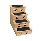 Escada Para Pet Com 4 Degraus - 60 Cm De Altura Em Madeira MDF E Carpete- Ideal Para Cachorros E Gatos