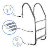 Escada Para Piscina 3 Degraus Em Inox Com Antiderrapante