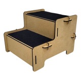 Escada Pet Cachorro Gato 2 Degraus 20cm Natural Com Carpete