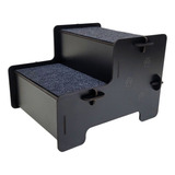 Escada Pet Cachorro Gato 2 Degraus 20cm Preta Com Carpete