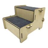 Escada Pet Cachorro Gato Mdf Carpete 2 Degraus 20cm Natural