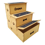 Escada Pet Mdf 45cm 3 Degraus Personalizada Com Baú E Carpet