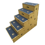 Escada Pet Mdf Cães 5 Degraus 70cm Cama Box Cor Mdf Cru