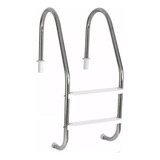 Escada Piscina Aço Inox Com Degraus E Corrimão Resistentes