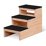 Escada Rampa Cães Gatos 3 Degraus Madeira Subir Cama Preto