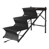 Escada Rampa Para Pets Dobrável Tubline Cor Preta Brinde