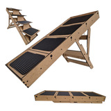 Escada Rampa Pet Cachorro 2 Em 1 Anti Derrapante Subir Cama Cor Natural