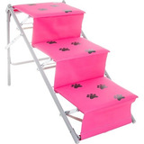 Escada Rampa Rosa Cachorro gato 15kg Portatil Tubline