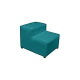 Escadas Estofada Escadinha 2 Degraus Para Pet Gato Cachorro Subir No Sofá Luxo Antiderrapante Suede-Azul Turquesa-