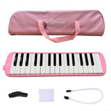 Escaleta Rosa De Sopro 32 Teclas C Capa Melodica Infantil Bertô Mangueira E Bocal