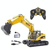 Escavadeira De Controle Remoto- 15 Canais 2-4G- Brinquedo De Construção Com Som E Luzes- Escala 1-16- Amarelo