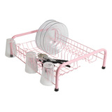 Escorredor Cama Grande Seca Pia 13 Pratos Porta Copos Cozinha Escorredeira Bancada Secador 6 Copos Rosa Fiver