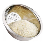 Escorredor De Arroz Aço Inox Lava Alimentos Multiuso 26cm