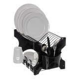 Escorredor De Louça Cozinha Prato Porta Copo Duplo Preto
