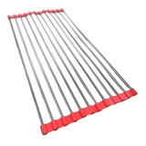 Escorredor De Louça Esteira Aço Inox Com Ponta Pvc Colorido Cor Vermelho
