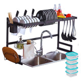 Escorredor De Louça Inox Suspenso Pia Multifuncional Cozinha Cor Preto