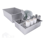 Escorredor De Louça Pia Cuba 60x40 E Calha Retangular Inox