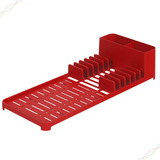 Escorredor De Louça Pratos Compacto Preto Cozinha Coza Cor Vermelho