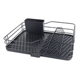 Escorredor De Louças Inox Pratos Talheres Copos Preto Casa