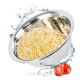 Escorredor De Macarrão Inox Multiuso De Cozinha Lavador Coar Cor Prateado