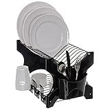Escorredor De Pratos Com Porta Copos E Porta Talher Aramado Roma Plus Preto Com Preto