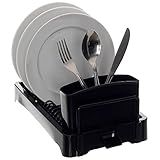 Escorredor De Pratos Com Porta Talher Prime Aramado Dry Basic Preto Com Preto