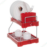 Escorredor De Pratos Louças Aramado Compacto Porta Talher Cor Vermelho